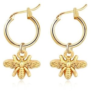 Gold bee earrings hoops